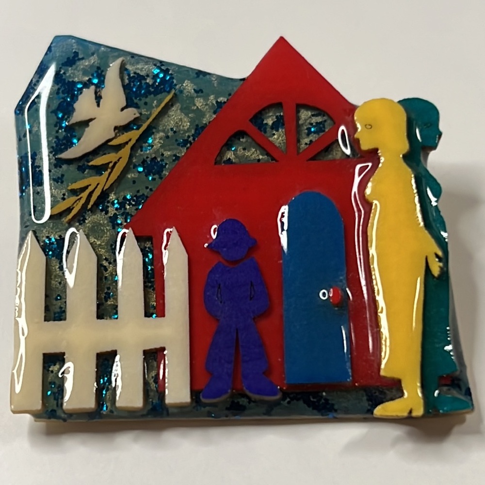 Vintage Domestic Violent Dove Olive Branch Glitter Brooch Pin by Lucinda